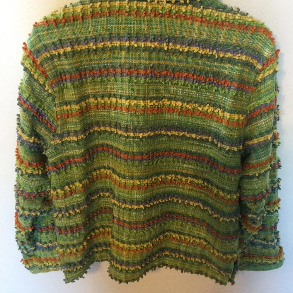 Anu By Natural Multicolored Chic Green Jacket Blazer Office Party Size Medium - Picture 5 of 9